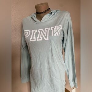 Victoria’s Secret PINK 2016 Mint Blue Hooded Long Sleeve Top